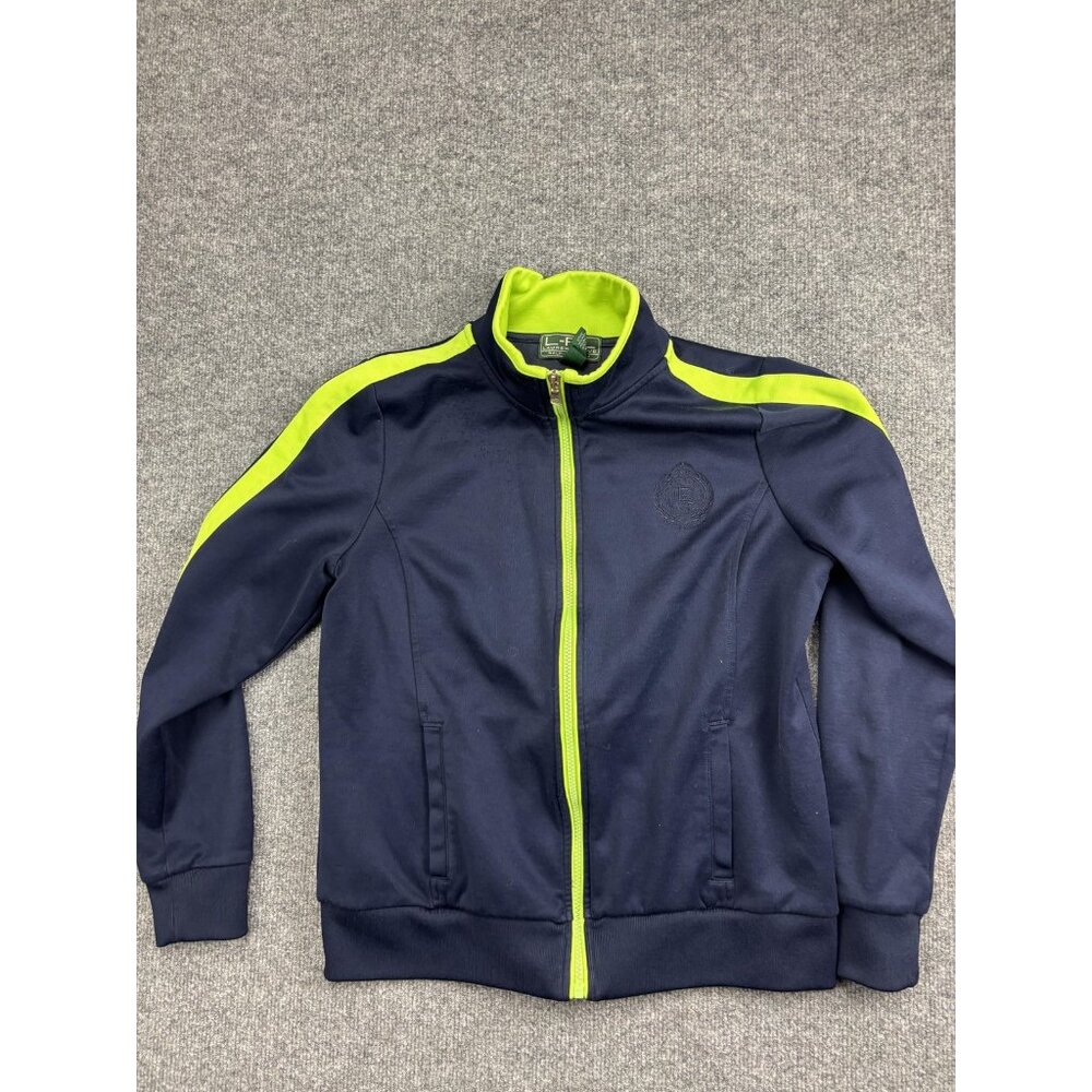 Lauren Ralph Lauren LRL Active Jacket Womens Large Navy Track Full Zip Crest
